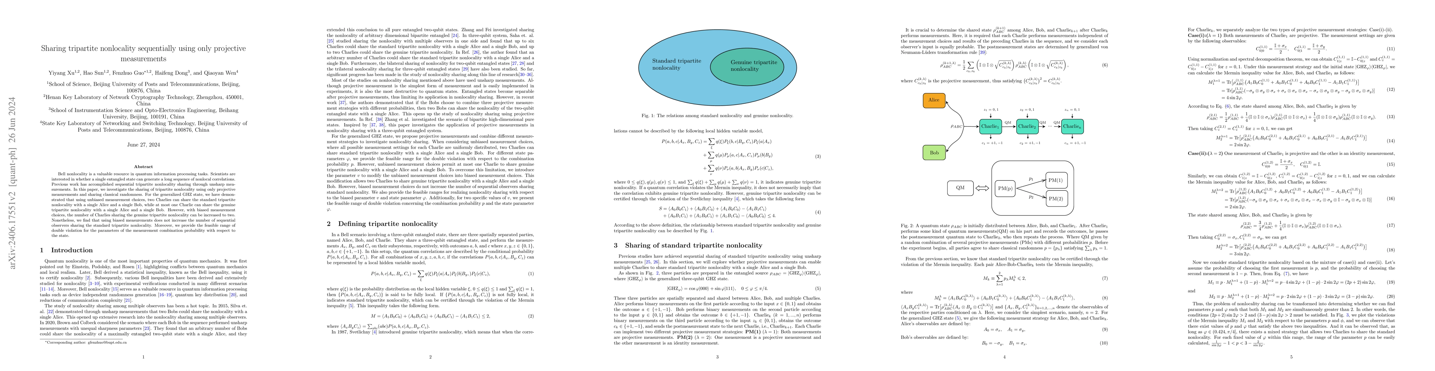 Thumbnail for Sharing tripartite nonlocality sequentially using only projective
  measurements