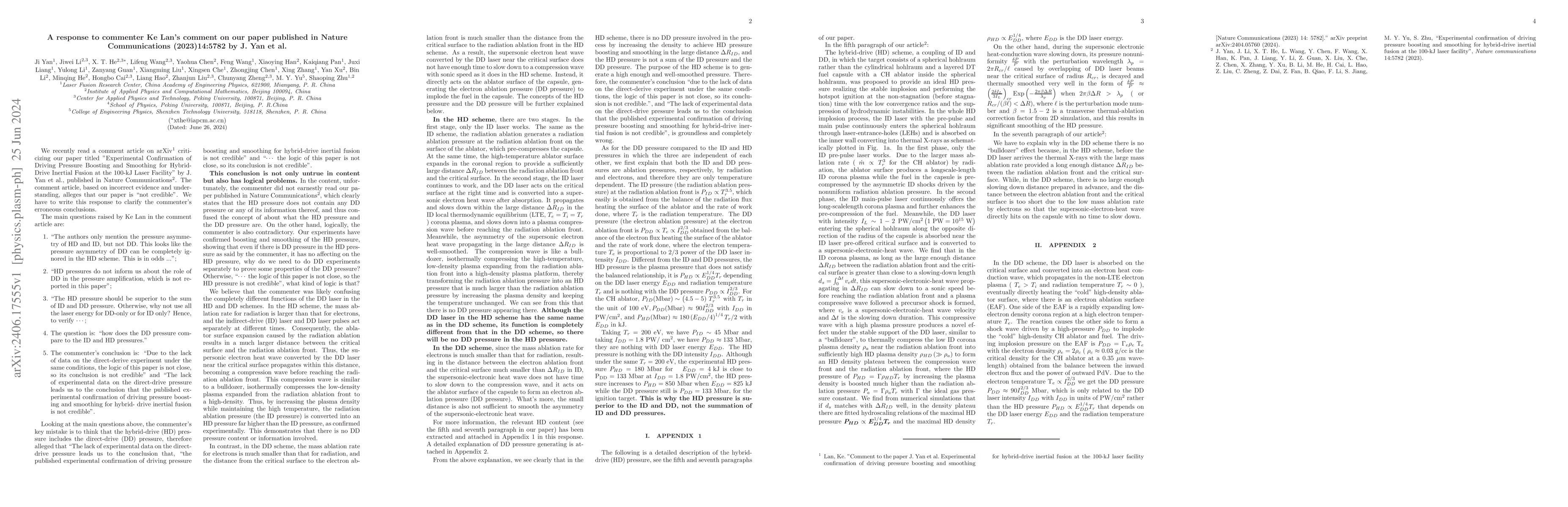 Thumbnail for A response to commenter Ke Lan's comment on our paper published in
  Nature Communications (2023)14:5782 by J. Yan et al