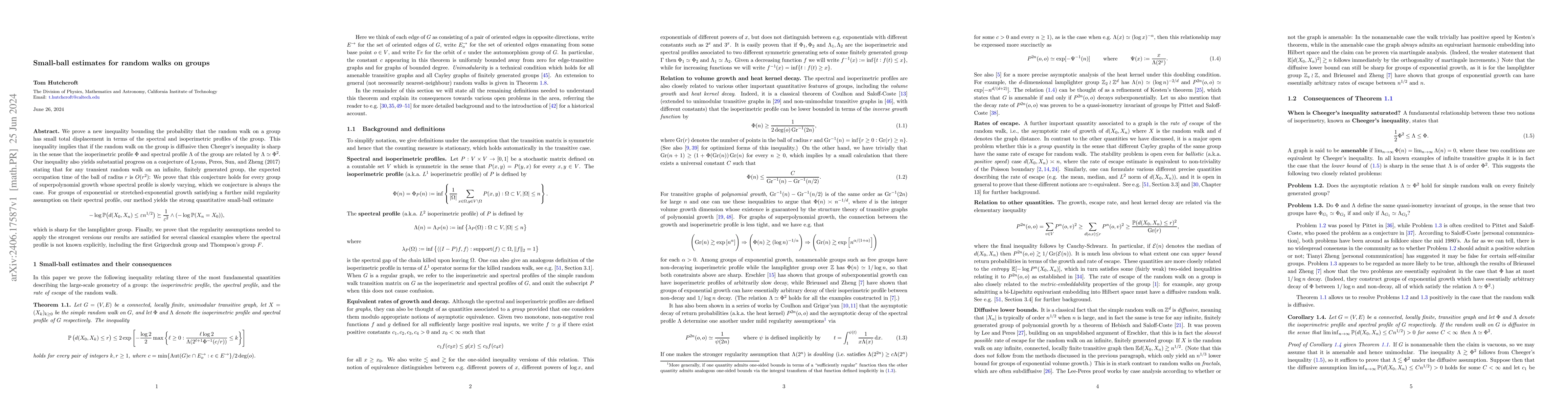 Thumbnail for Small-ball estimates for random walks on groups
