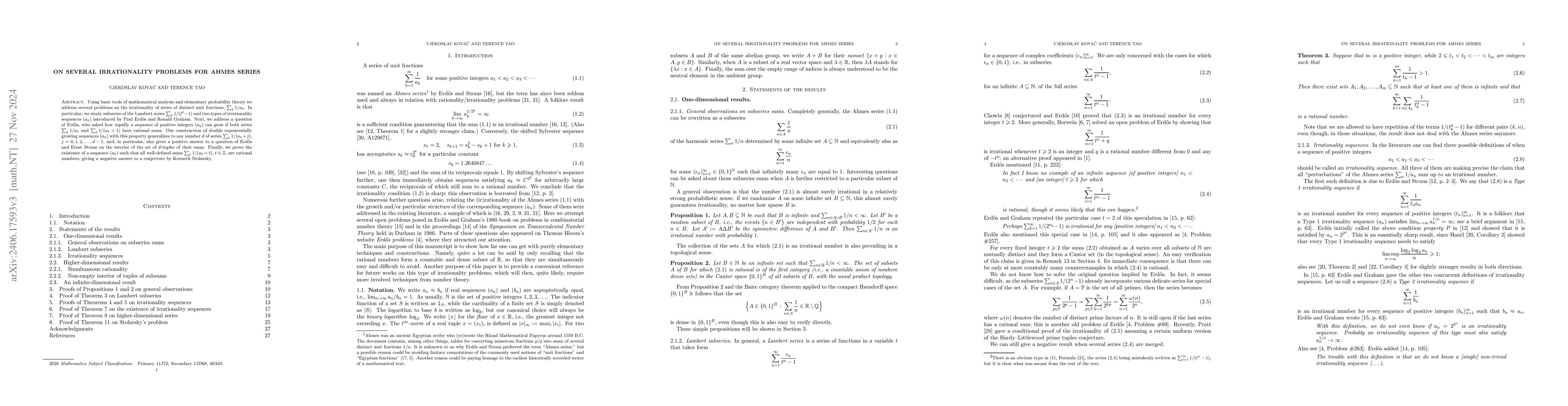 Thumbnail for On simultaneous rationality of two Ahmes series