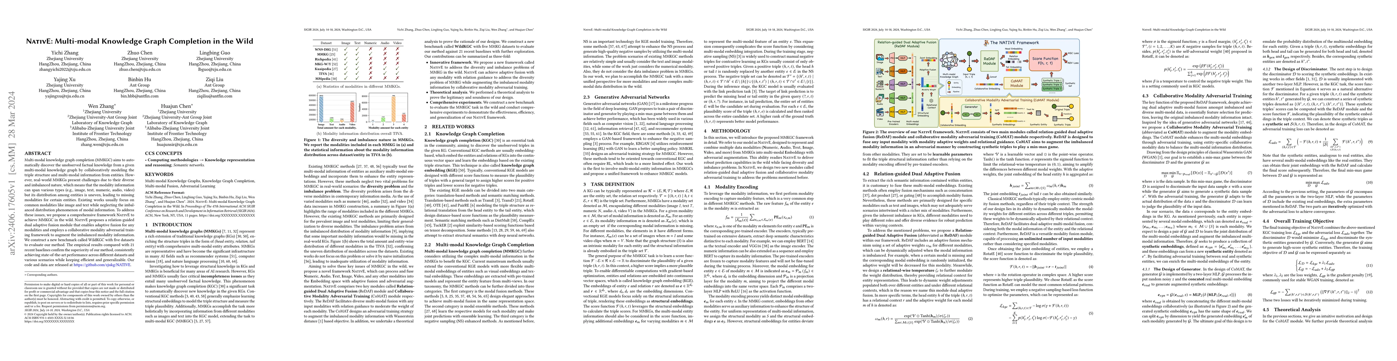 Thumbnail for NativE: Multi-modal Knowledge Graph Completion in the Wild