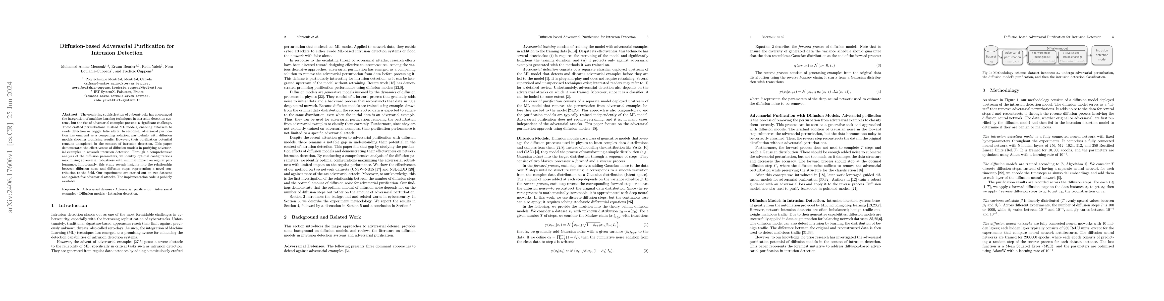 Thumbnail for Diffusion-based Adversarial Purification for Intrusion Detection