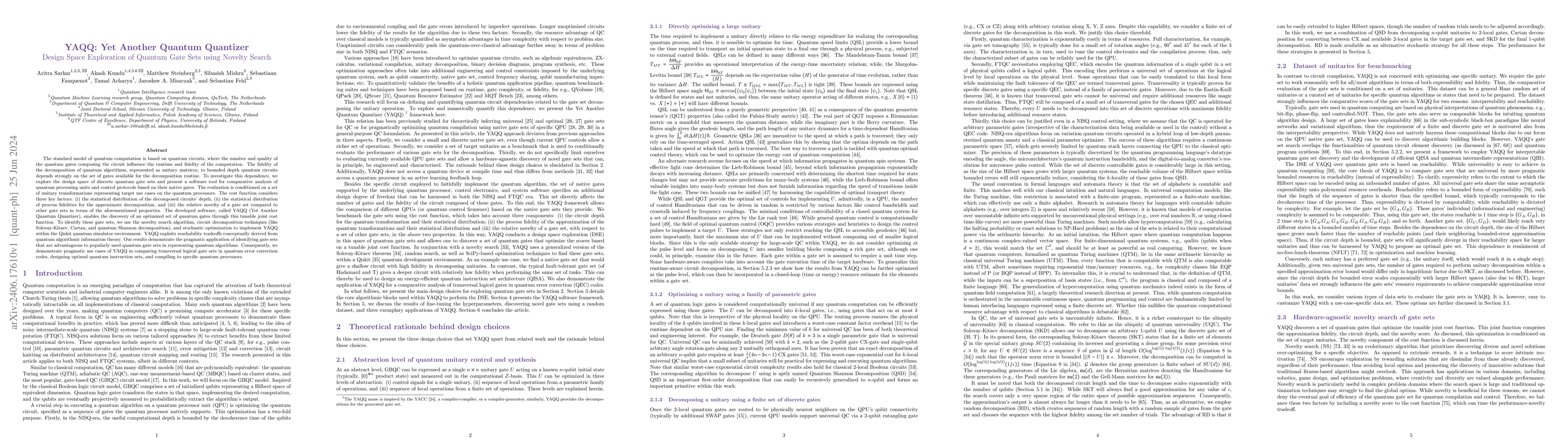 Thumbnail for YAQQ: Yet Another Quantum Quantizer -- Design Space Exploration of
  Quantum Gate Sets using Novelty Search