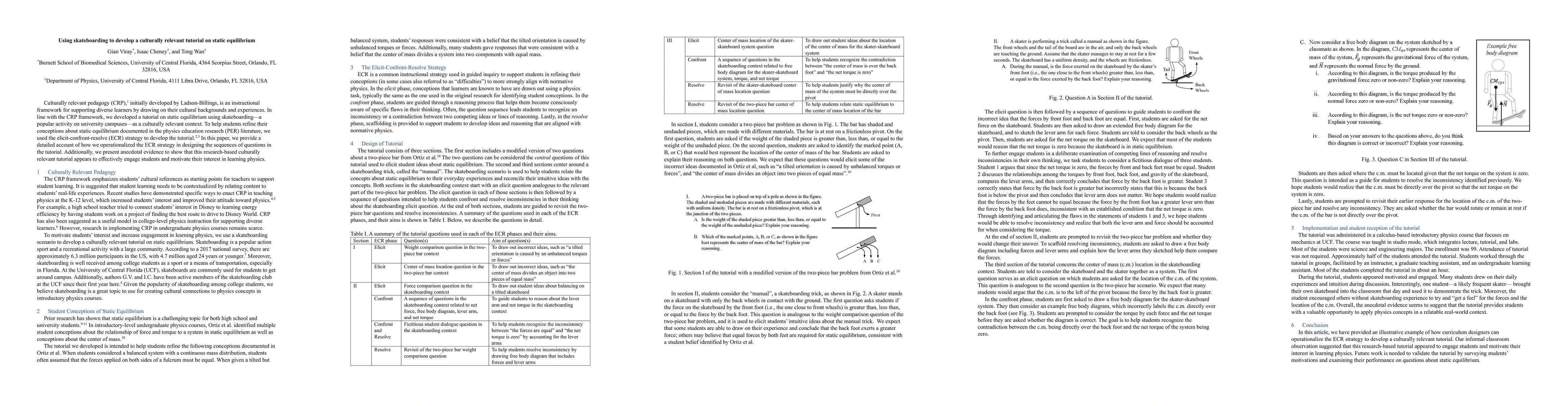Thumbnail for Using skateboarding to develop a culturally relevant tutorial on static
  equilibrium