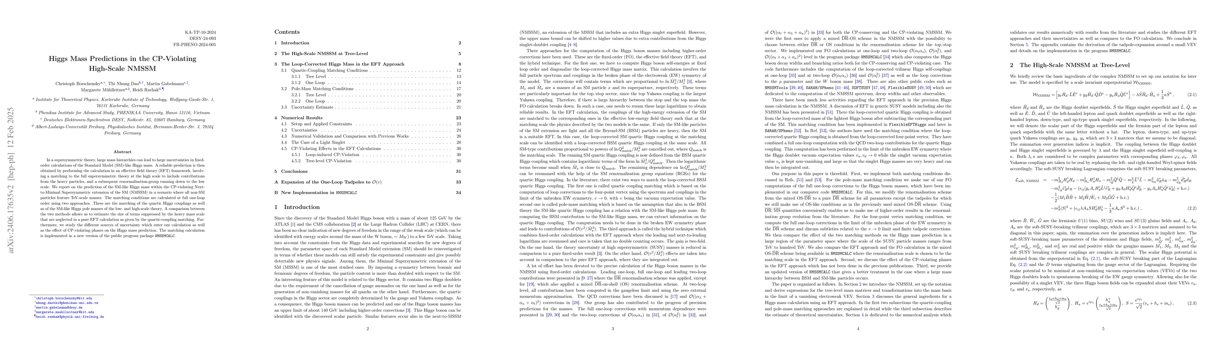 Thumbnail for Higgs Mass Predictions in the CP-Violating High-Scale NMSSM