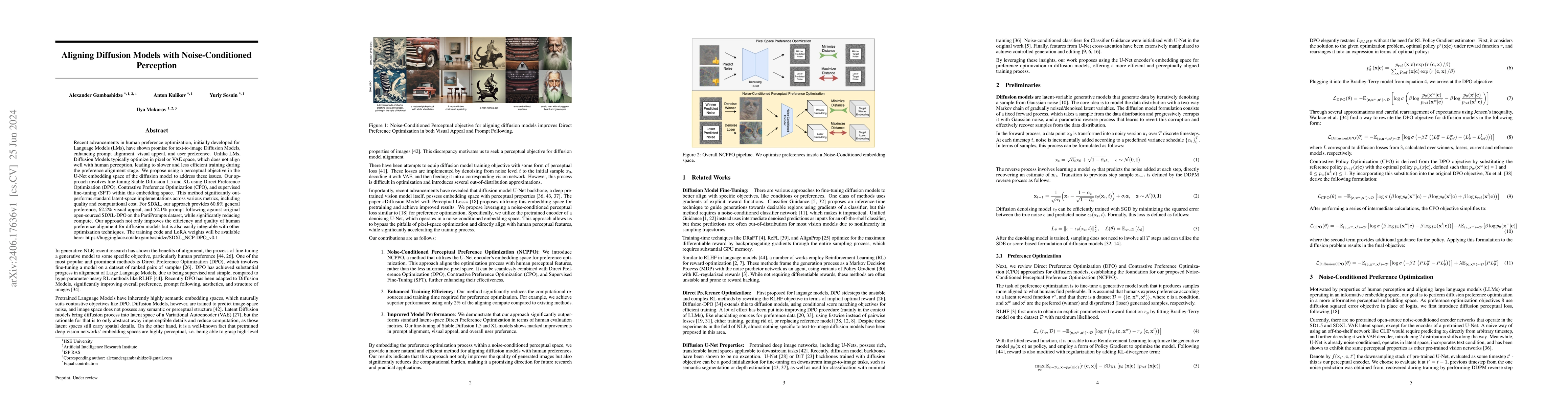 Thumbnail for Aligning Diffusion Models with Noise-Conditioned Perception