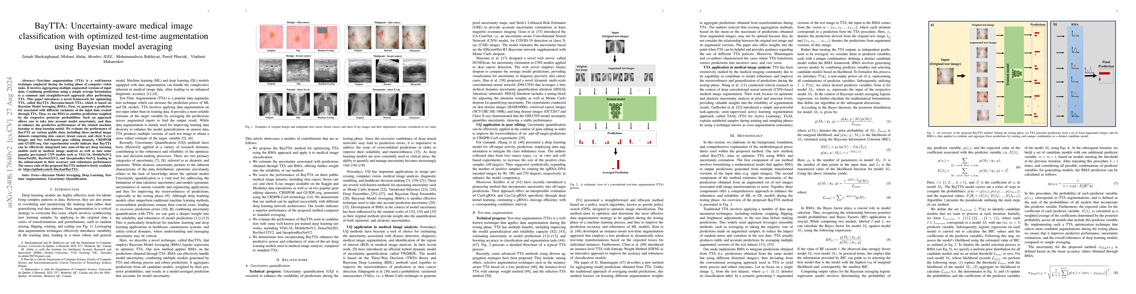 Thumbnail for BayTTA: Uncertainty-aware medical image classification with optimized
  test-time augmentation using Bayesian model averaging