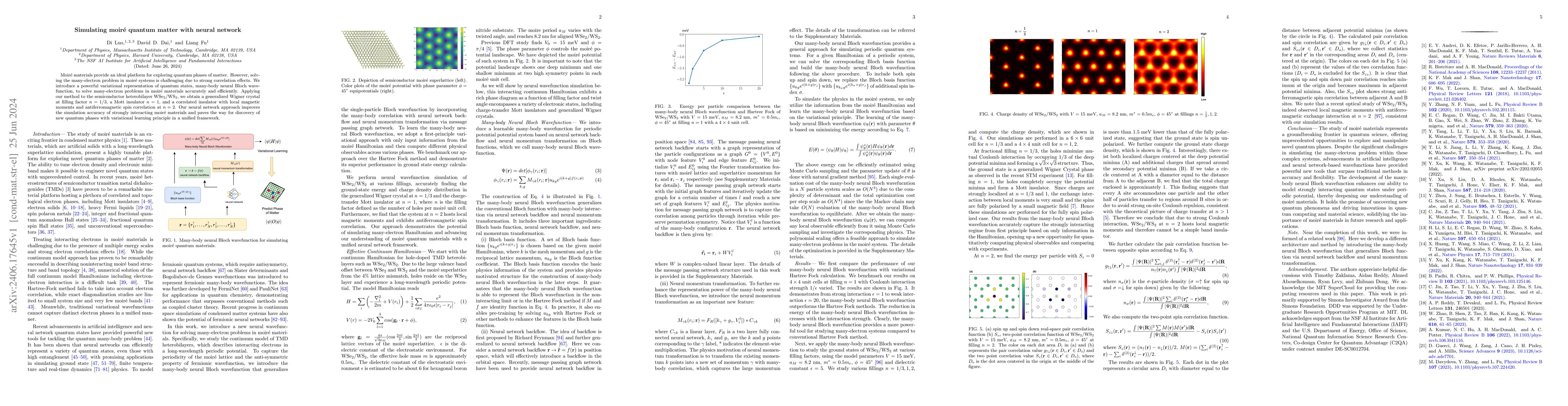 Thumbnail for Simulating moir\'e quantum matter with neural network