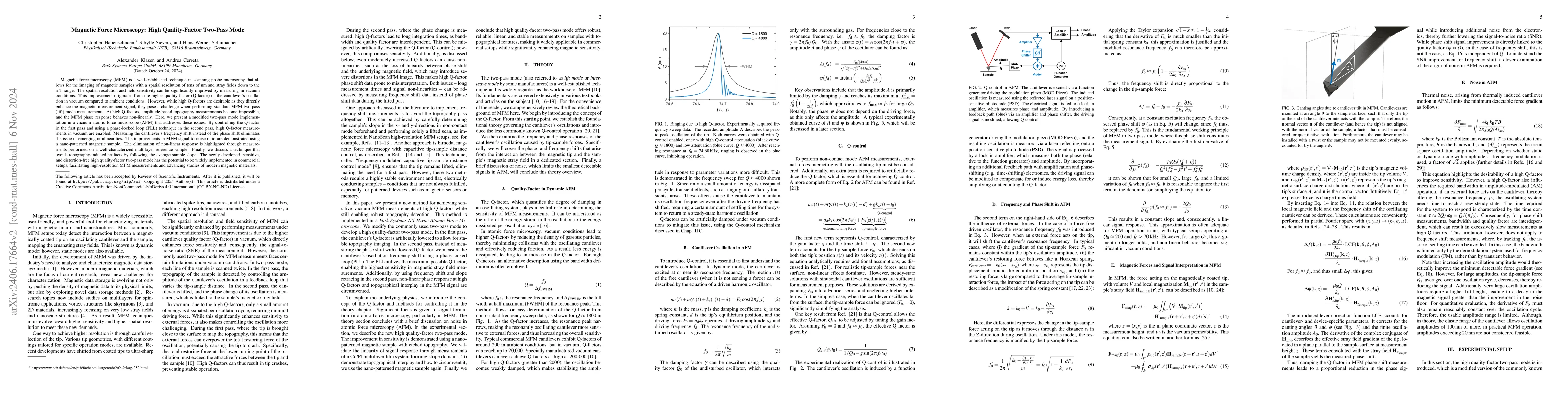 Thumbnail for Magnetic Force Microscopy: High Quality Factor Two-Pass Mode
