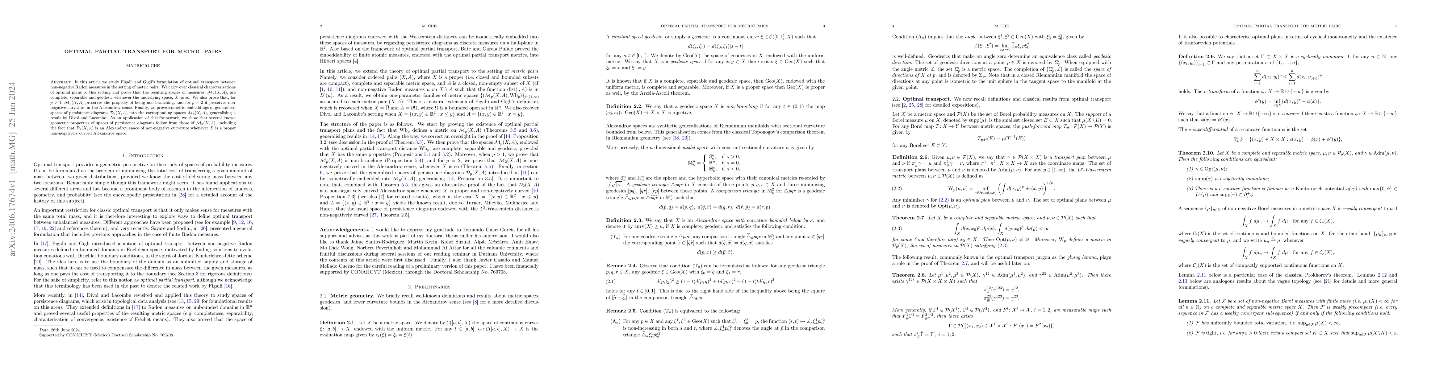 Thumbnail for Optimal partial transport for metric pairs