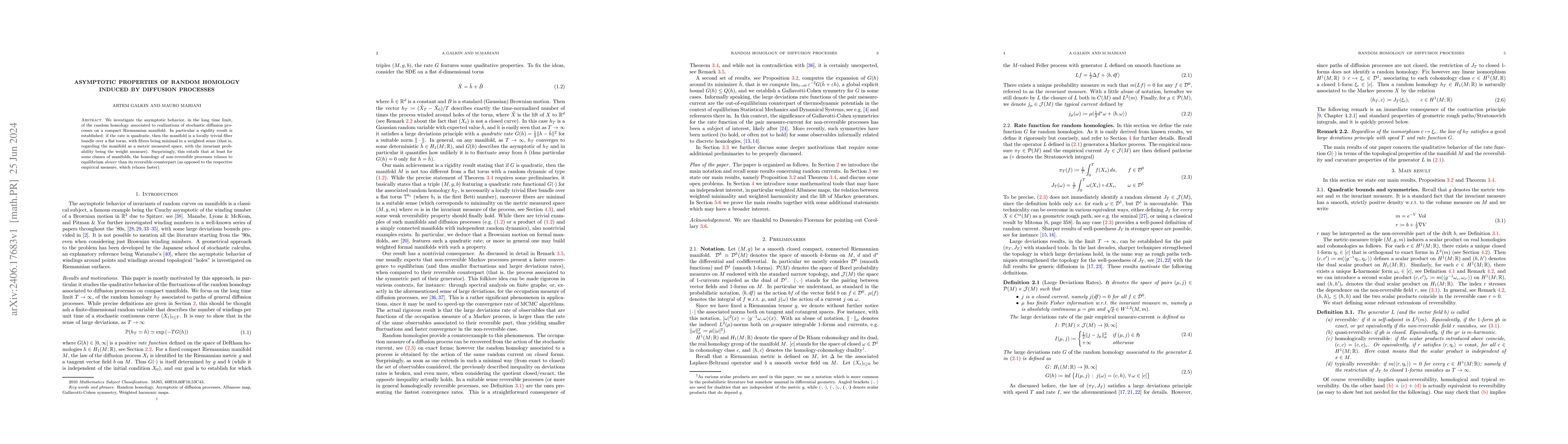 Thumbnail for Asymptotic Properties of Random Homology Induced by Diffusion Processes