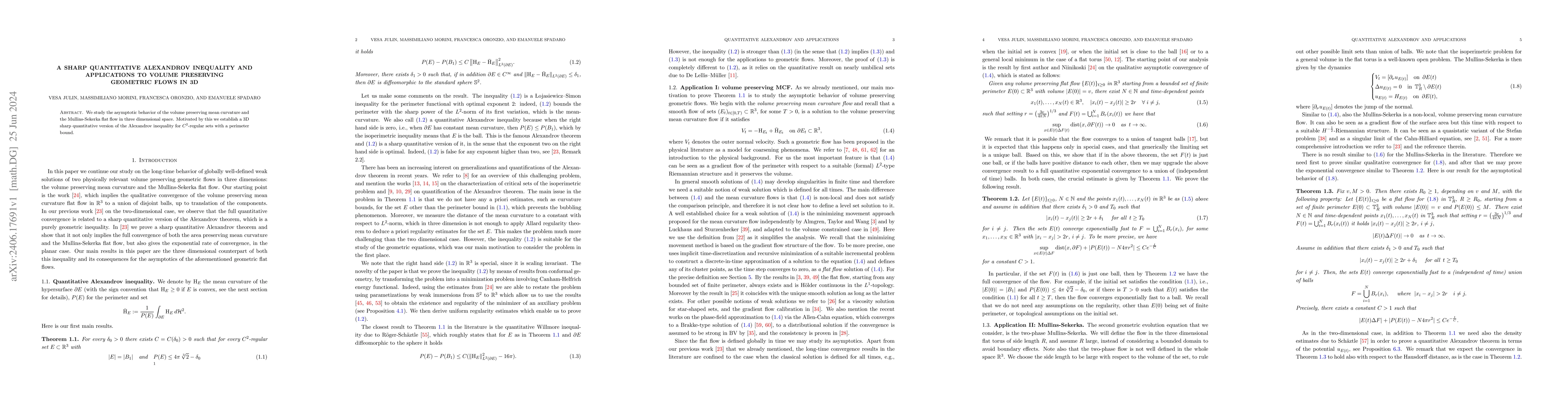 Thumbnail for A sharp quantitative Alexandrov inequality and applications to volume
  preserving geometric flows in 3D