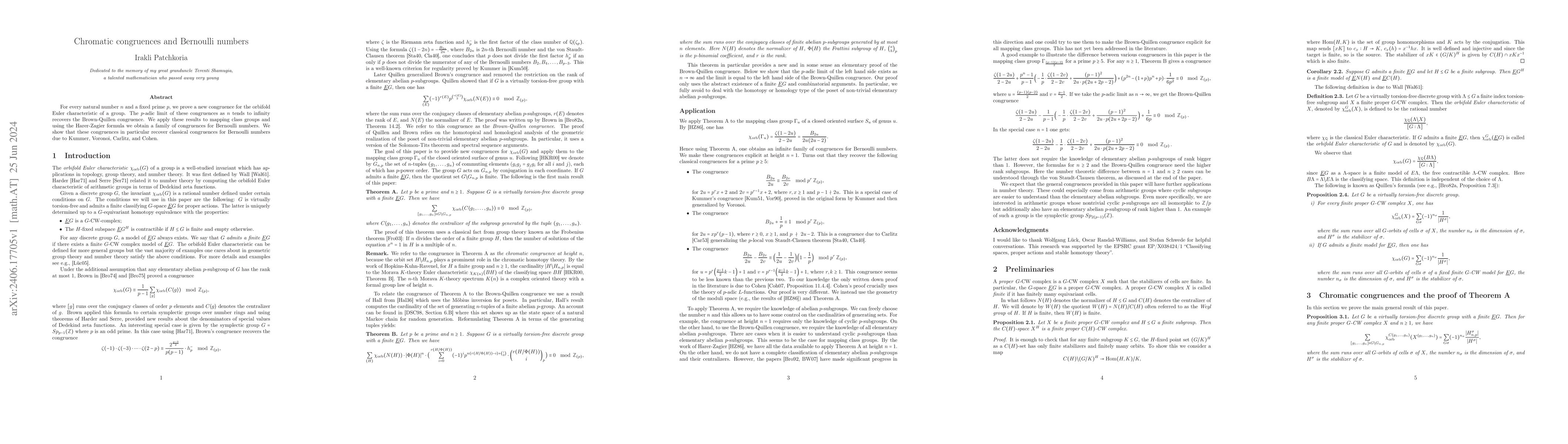 Thumbnail for Chromatic congruences and Bernoulli numbers