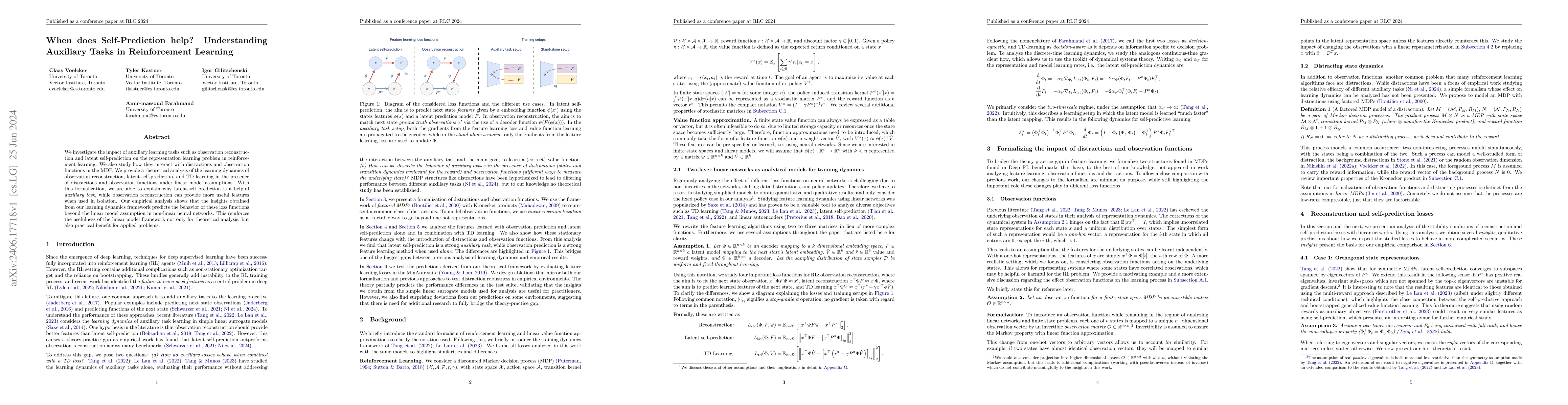 Thumbnail for When does Self-Prediction help? Understanding Auxiliary Tasks in
  Reinforcement Learning