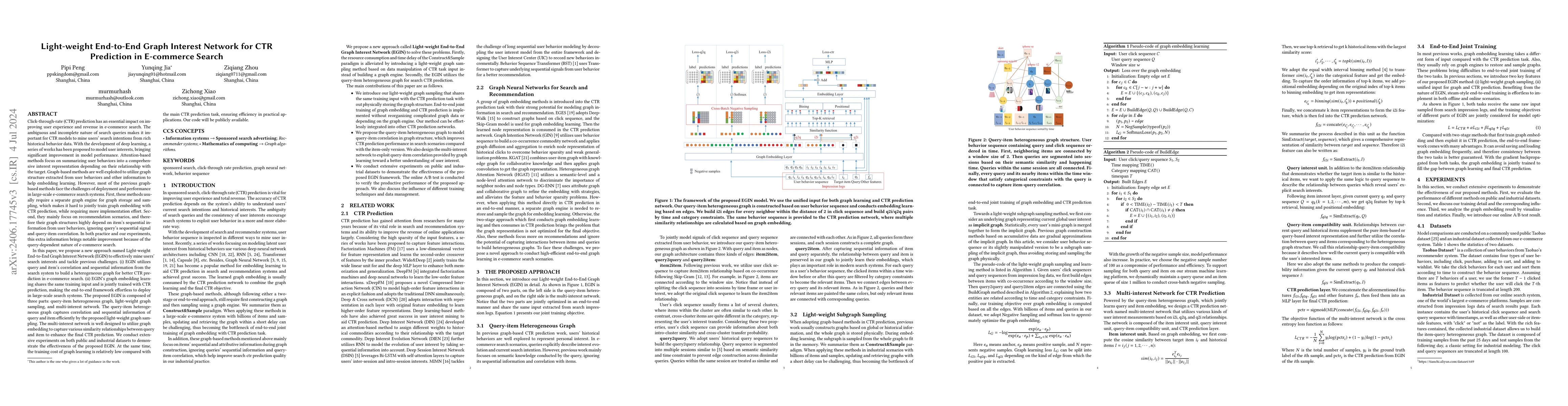 Thumbnail for Light-weight End-to-End Graph Interest Network for CTR Prediction in
  E-commerce Search