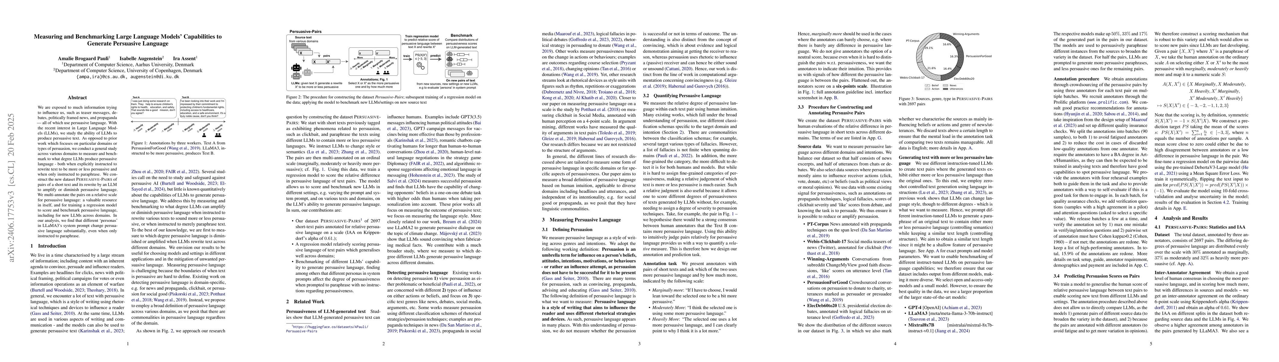 Thumbnail for Measuring and Benchmarking Large Language Models' Capabilities to
  Generate Persuasive Language