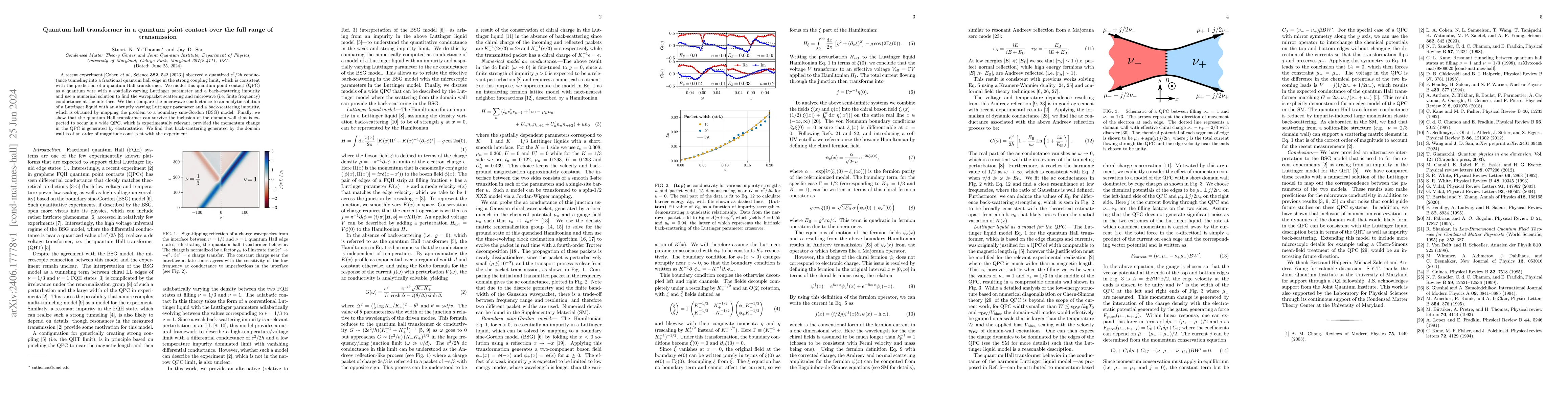 Thumbnail for Quantum hall transformer in a quantum point contact over the full range
  of transmission