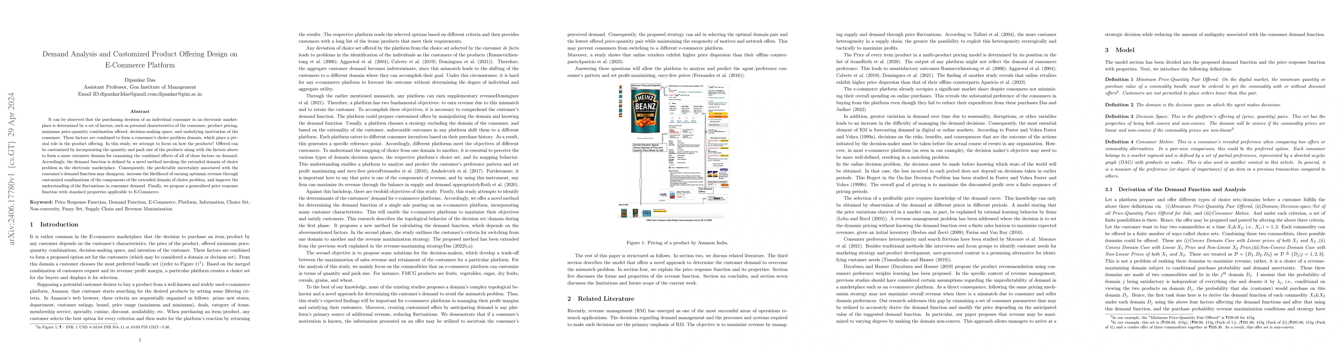 Thumbnail for Demand Analysis and Customized Product Offering Design on E-Commerce
  Platform