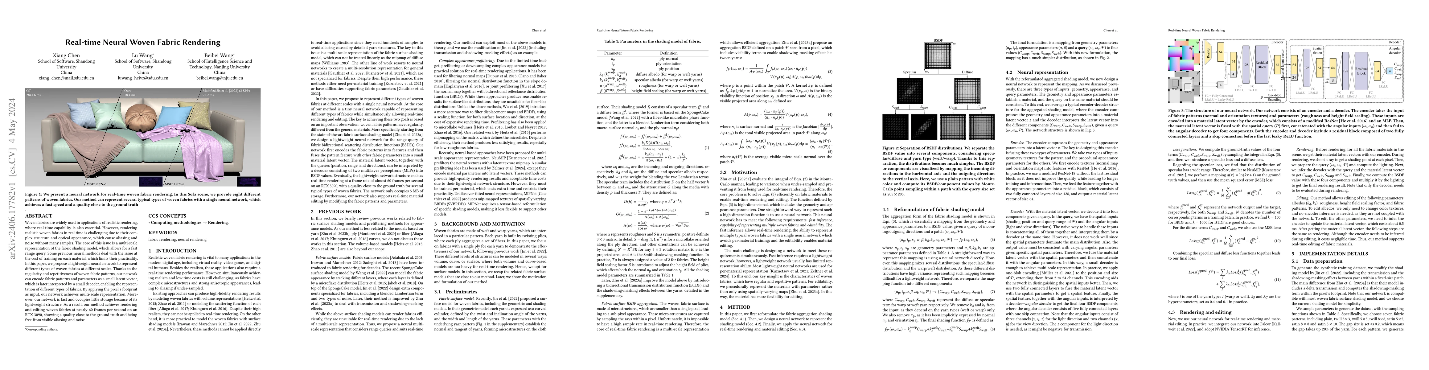 Thumbnail for Real-time Neural Woven Fabric Rendering