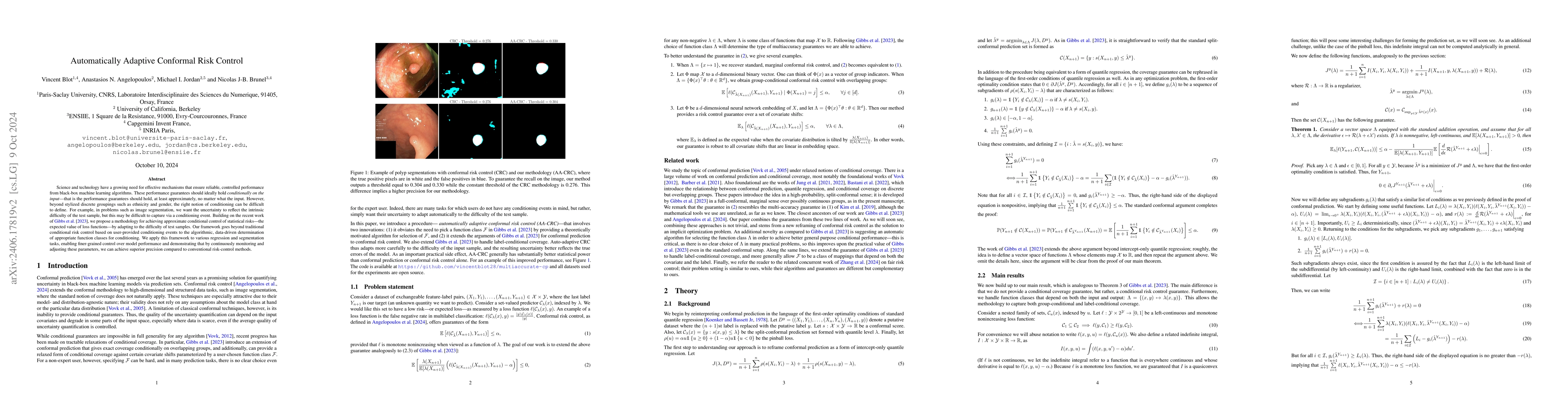 Thumbnail for Automatically Adaptive Conformal Risk Control