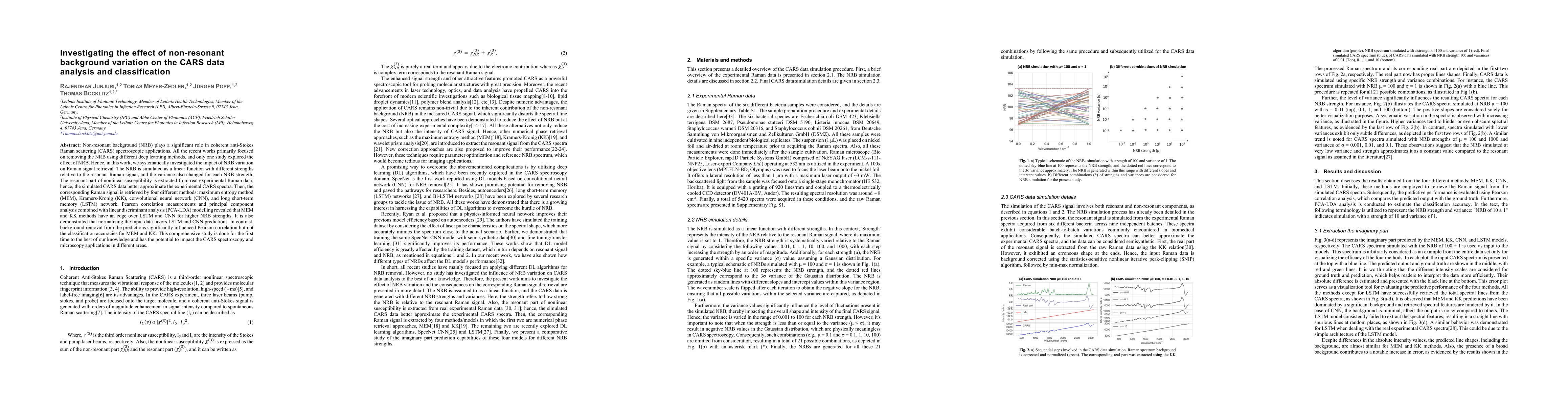 Thumbnail for Investigating the effect of non-resonant background variation on the
  CARS data analysis and classification
