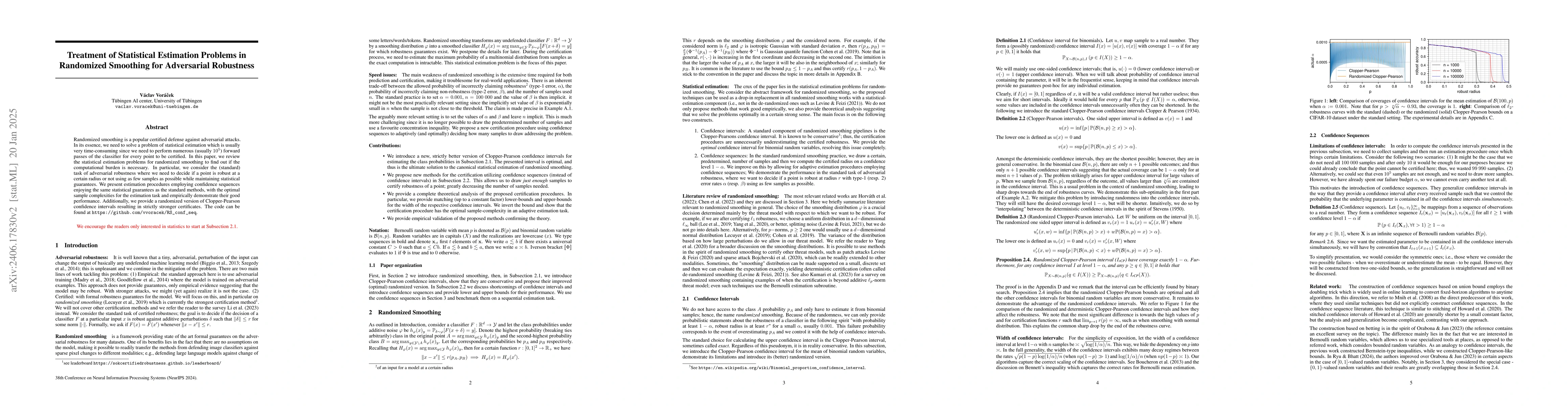 Thumbnail for Treatment of Statistical Estimation Problems in Randomized Smoothing for
  Adversarial Robustness