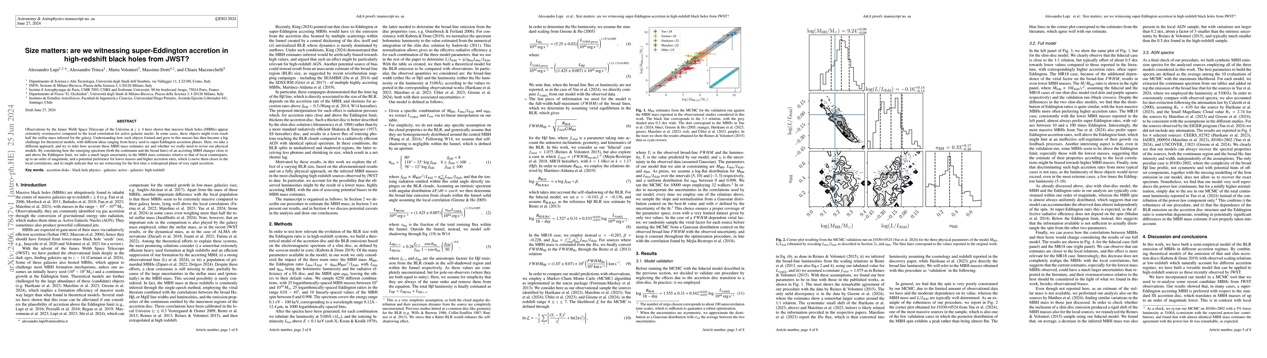 Thumbnail for Size matters: are we witnessing super-Eddington accretion in
  high-redshift black holes from JWST?