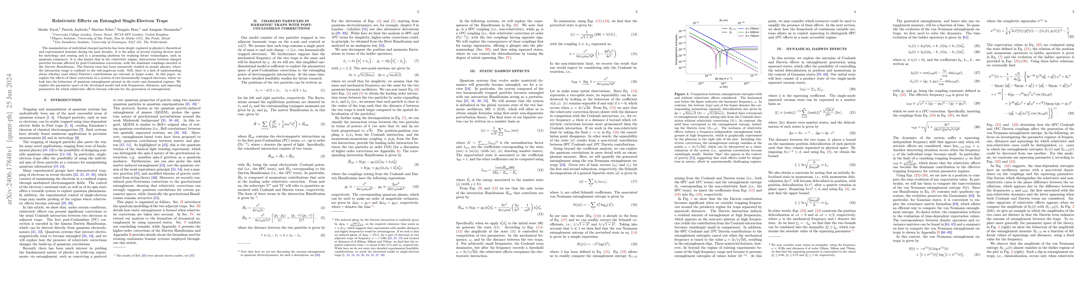 Thumbnail for Relativistic Effects on Entangled Single-Electron Traps