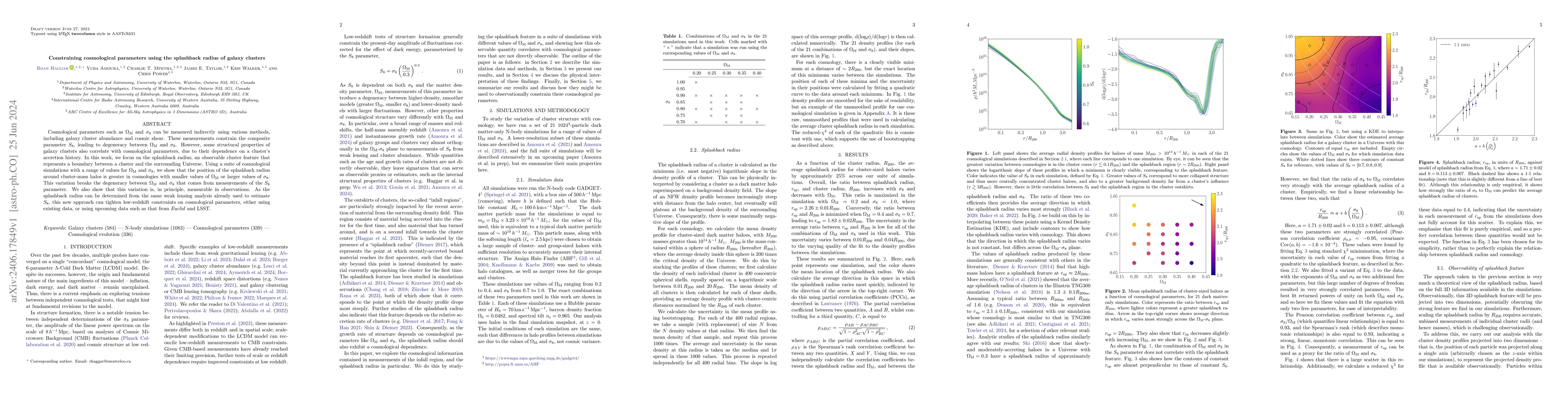 Thumbnail for Constraining cosmological parameters using the splashback radius of
  galaxy clusters