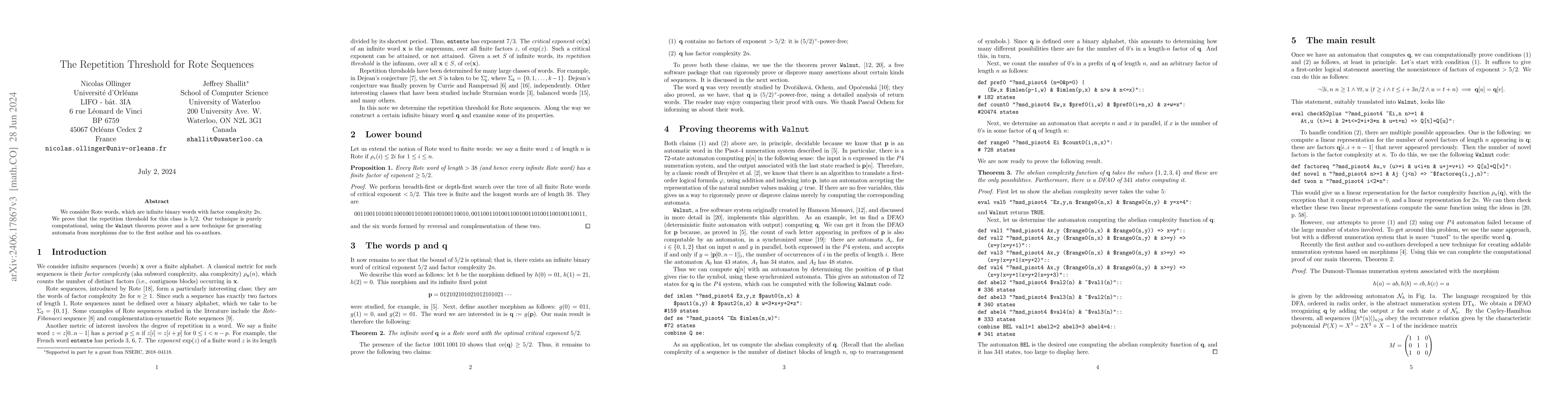 Thumbnail for The Repetition Threshold for Rote Sequences