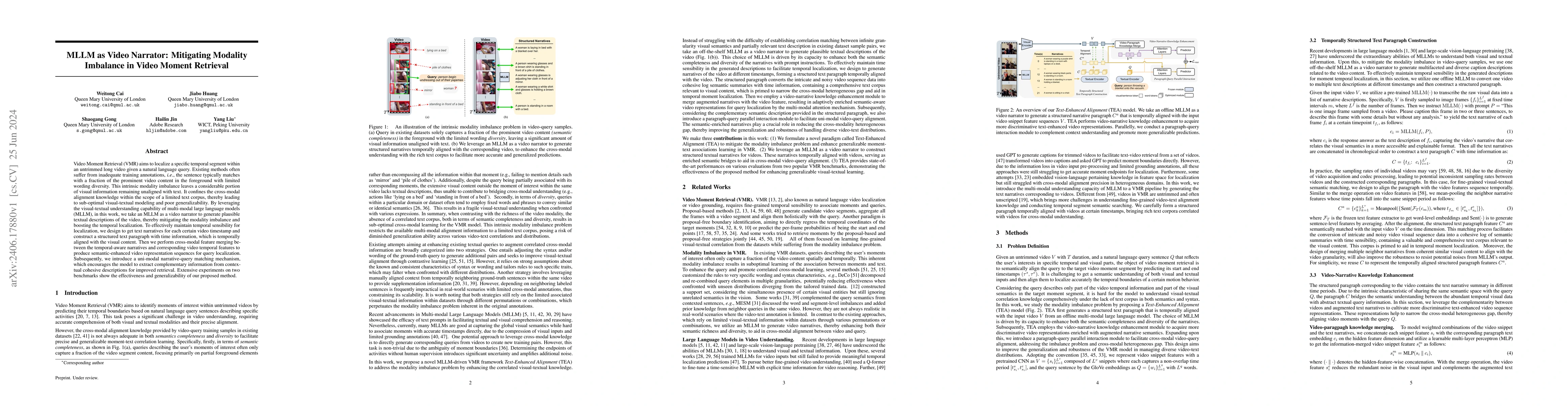 Thumbnail for MLLM as Video Narrator: Mitigating Modality Imbalance in Video Moment
  Retrieval