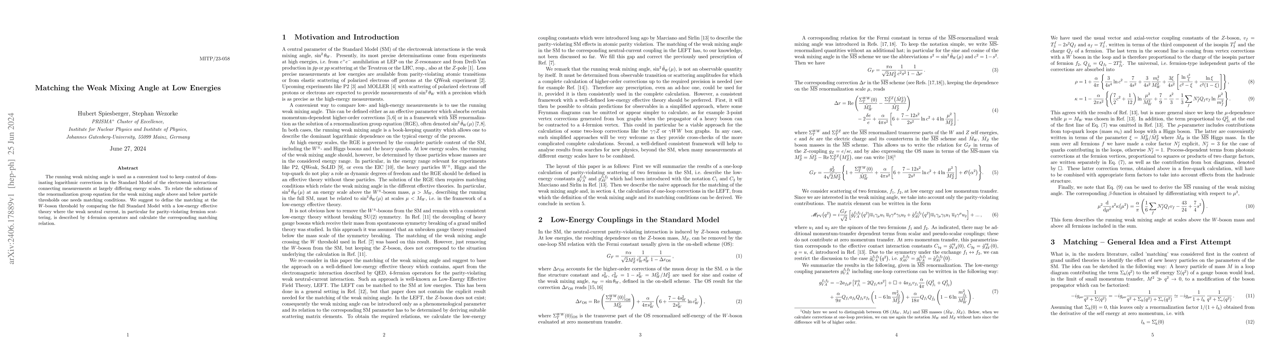 Thumbnail for Matching the Weak Mixing Angle at Low Energies