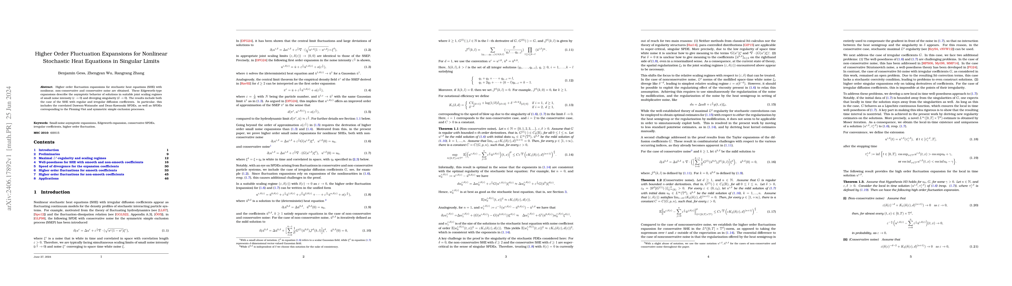 Thumbnail for Higher Order Fluctuation Expansions for Nonlinear Stochastic Heat
  Equations in Singular Limits