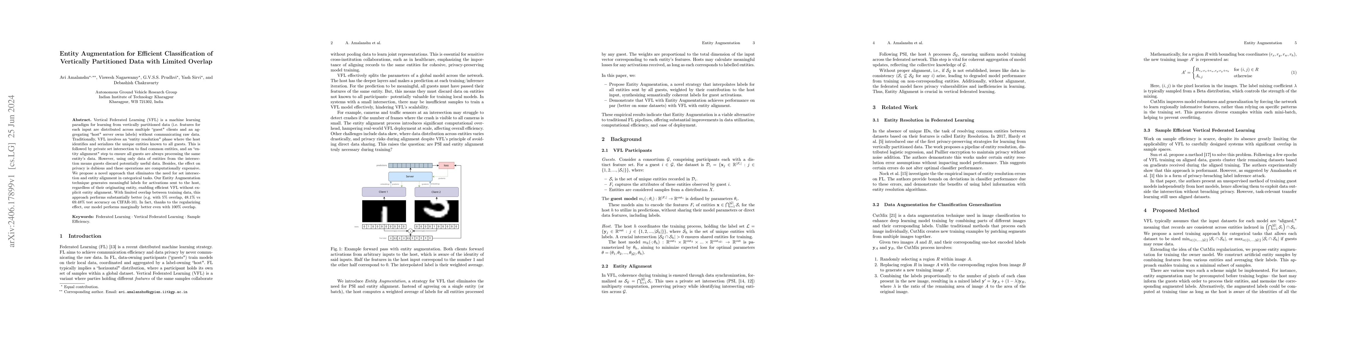 Thumbnail for Entity Augmentation for Efficient Classification of Vertically
  Partitioned Data with Limited Overlap