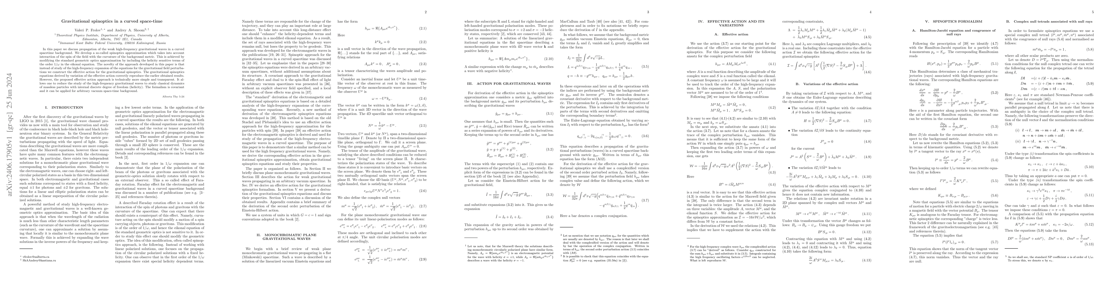 Thumbnail for Gravitational spinoptics in a curved space-time