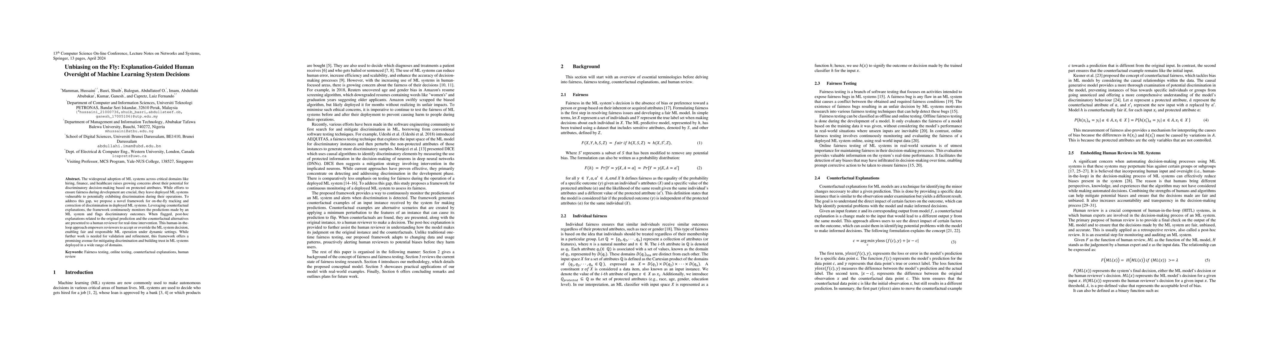 Thumbnail for Unbiasing on the Fly: Explanation-Guided Human Oversight of Machine
  Learning System Decisions