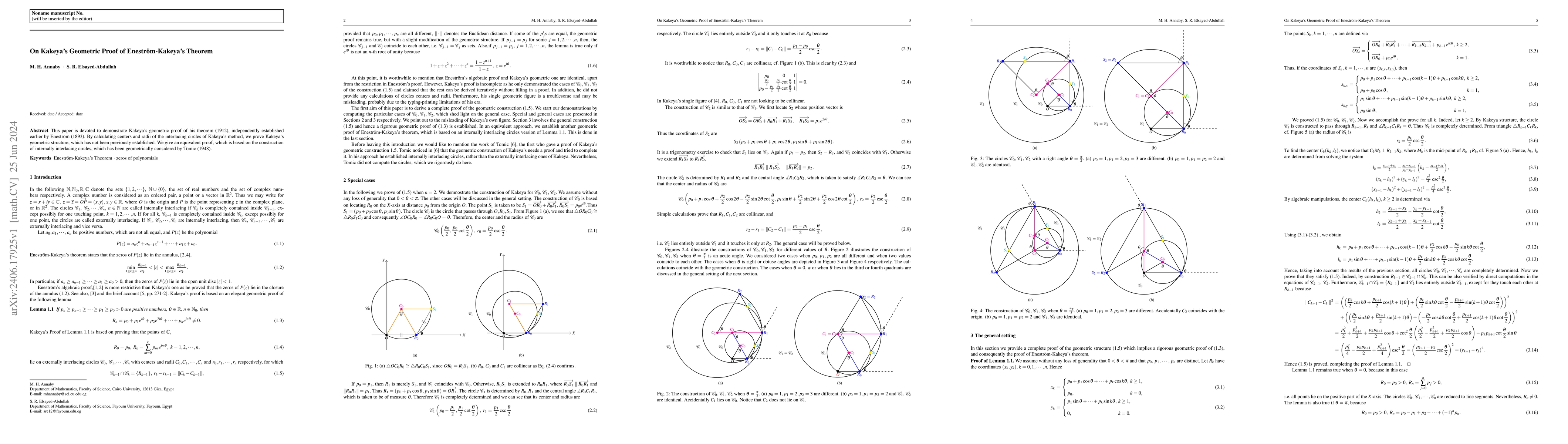 Thumbnail for On Kakeya's Geometric Proof of Enestr\"om-Kakeya's Theorem