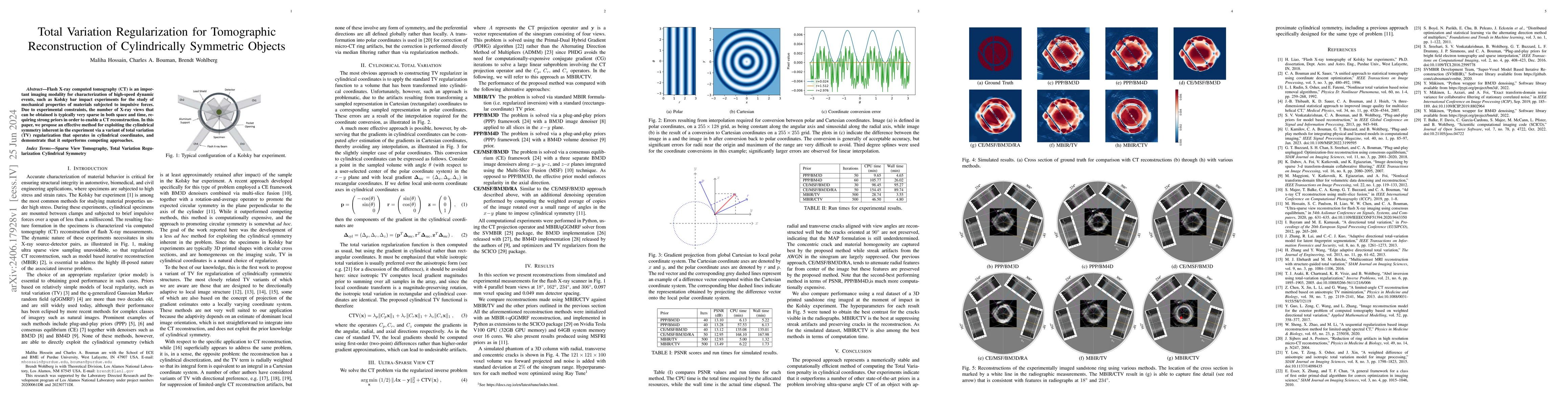 Thumbnail for Total Variation Regularization for Tomographic Reconstruction of
  Cylindrically Symmetric Objects