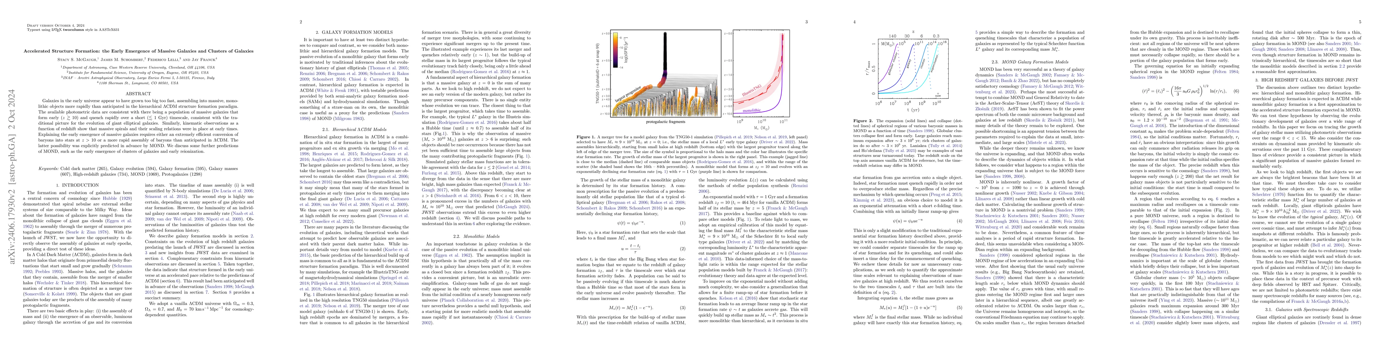 Thumbnail for Accelerated Structure Formation: the Early Emergence of Massive Galaxies
  and Clusters of Galaxies