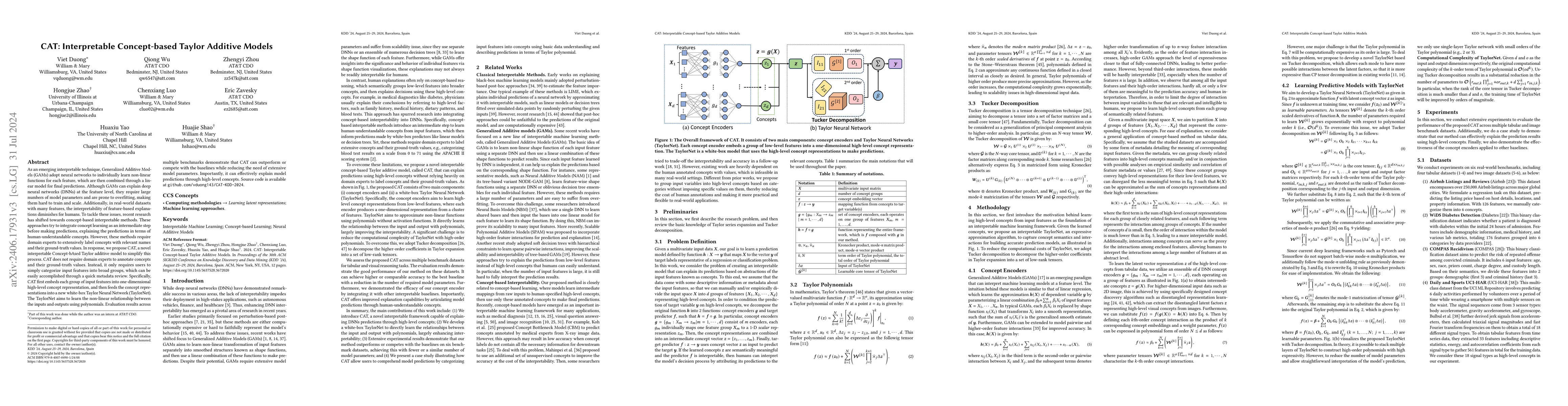 Thumbnail for CAT: Interpretable Concept-based Taylor Additive Models