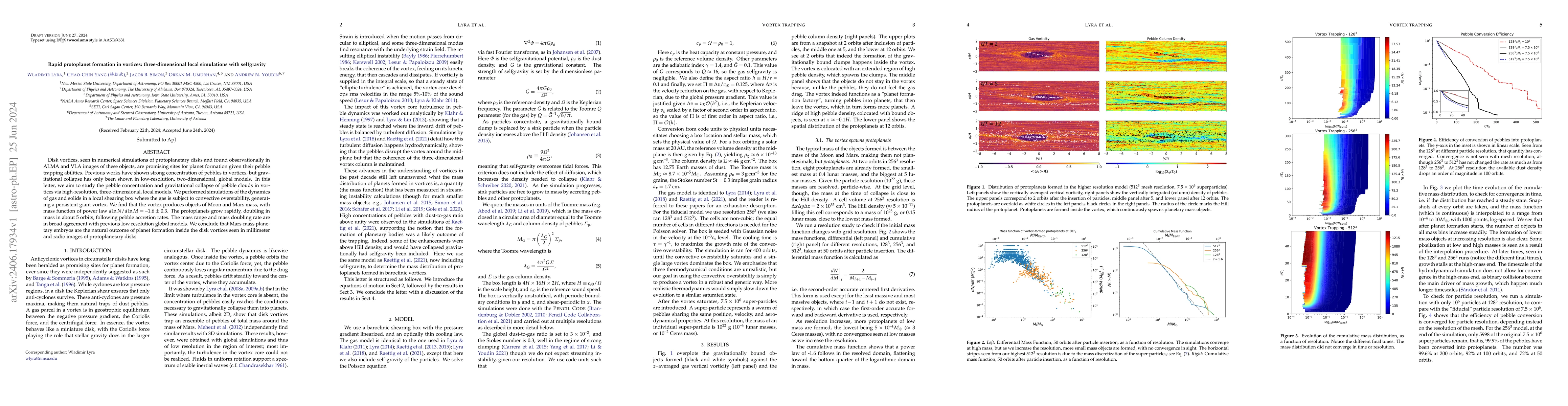 Thumbnail for Rapid protoplanet formation in vortices: three-dimensional local
  simulations with selfgravity