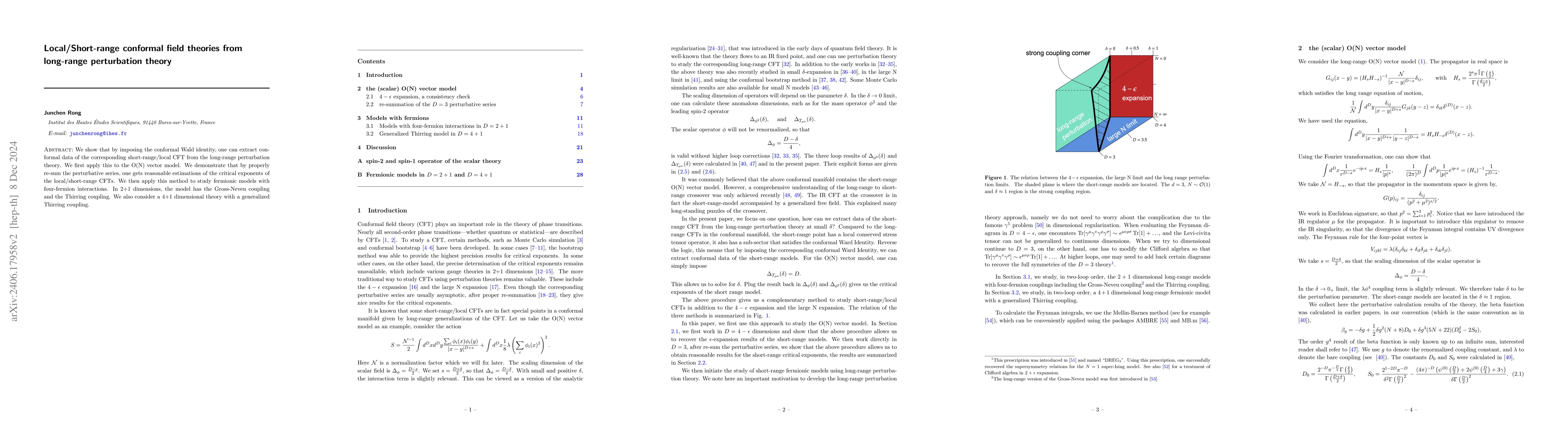 Thumbnail for Local/Short-range conformal field theories from long-range perturbation
  theory