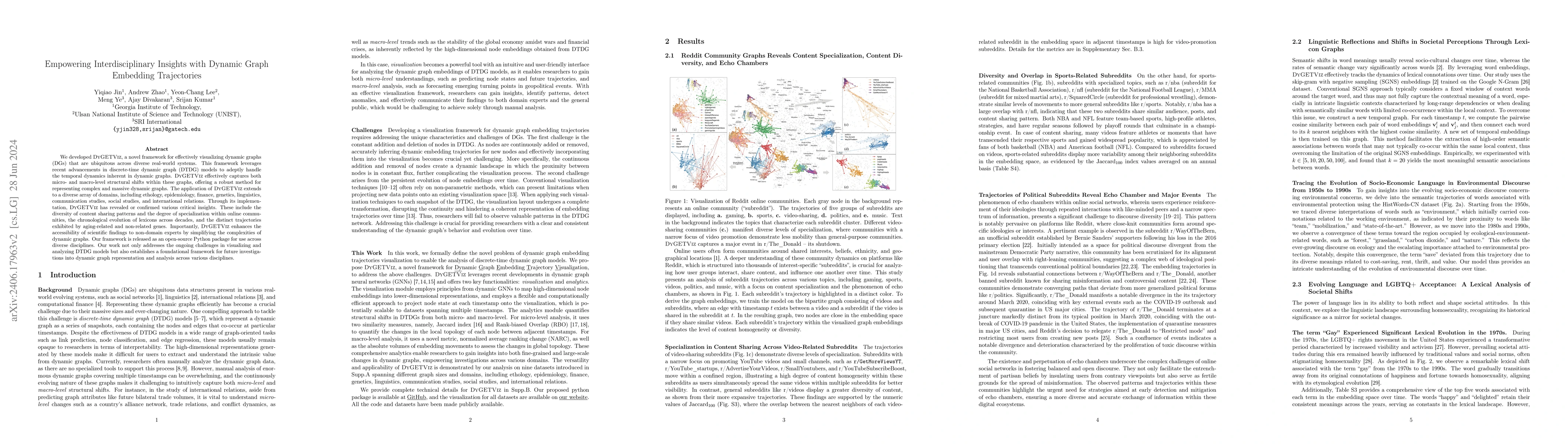 Thumbnail for Empowering Interdisciplinary Insights with Dynamic Graph Embedding
  Trajectories