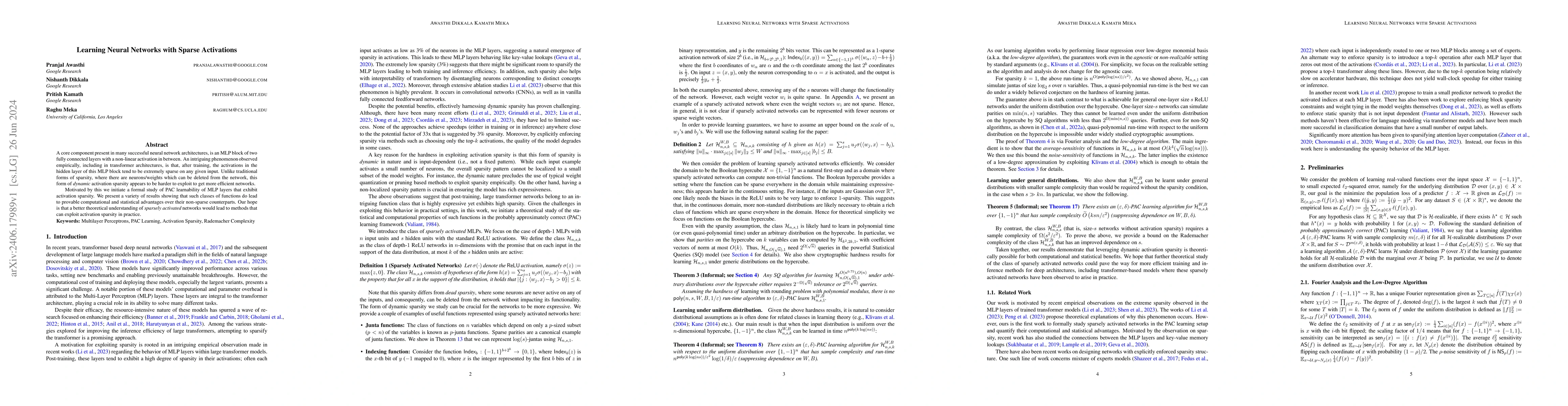 Thumbnail for Learning Neural Networks with Sparse Activations