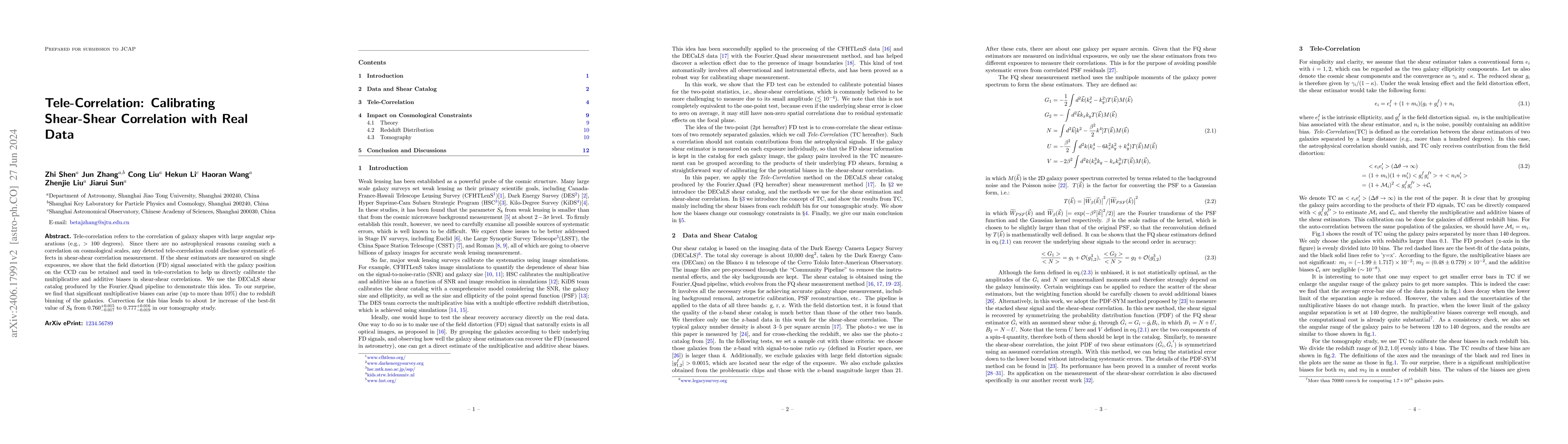 Thumbnail for Tele-Correlation: Calibrating Shear-Shear Correlation with Real Data