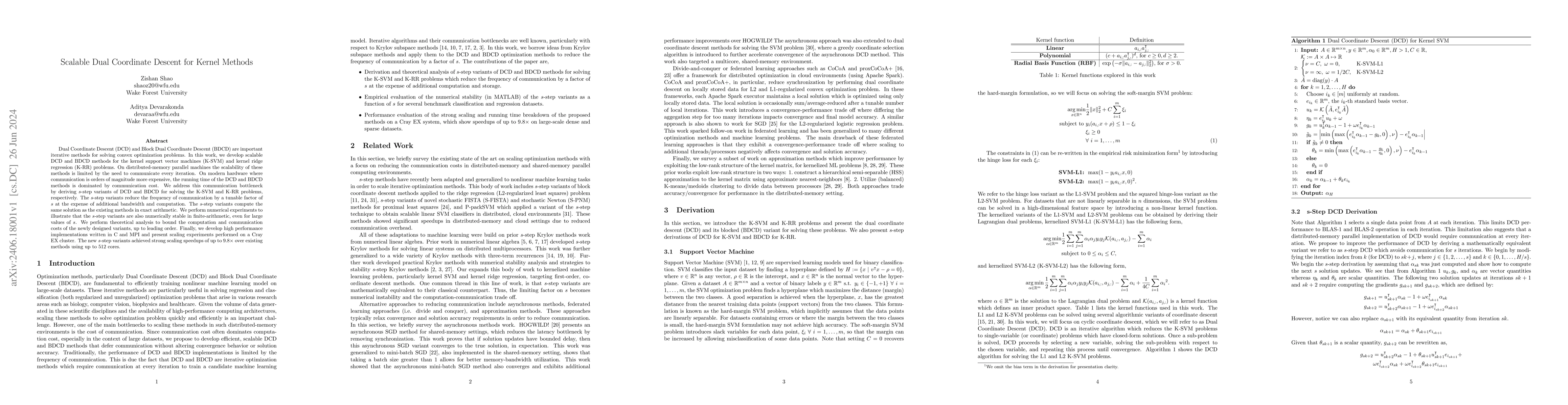 Thumbnail for Scalable Dual Coordinate Descent for Kernel Methods