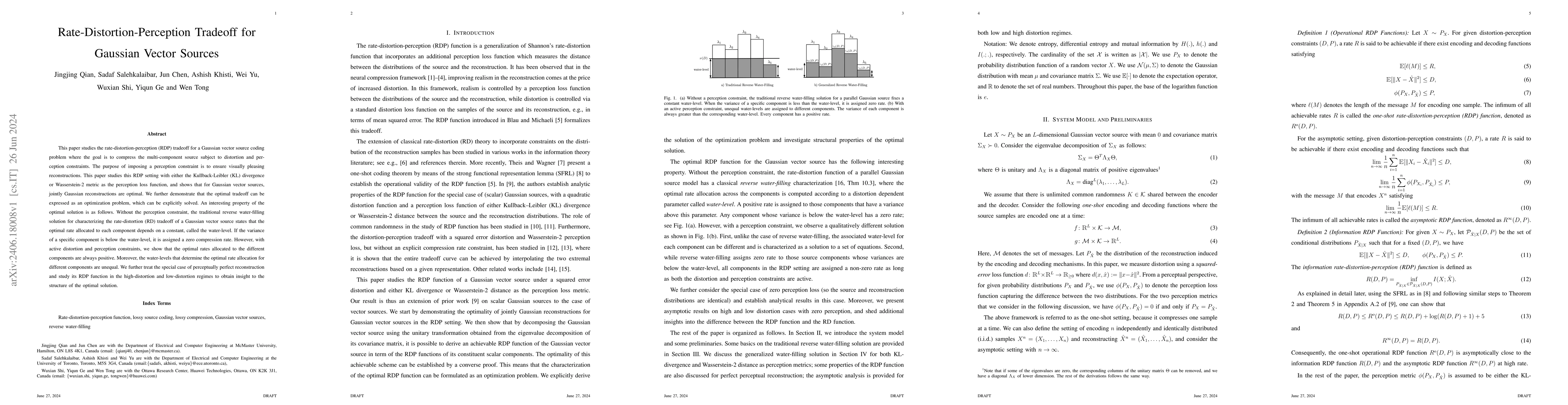 Thumbnail for Rate-Distortion-Perception Tradeoff for Gaussian Vector Sources