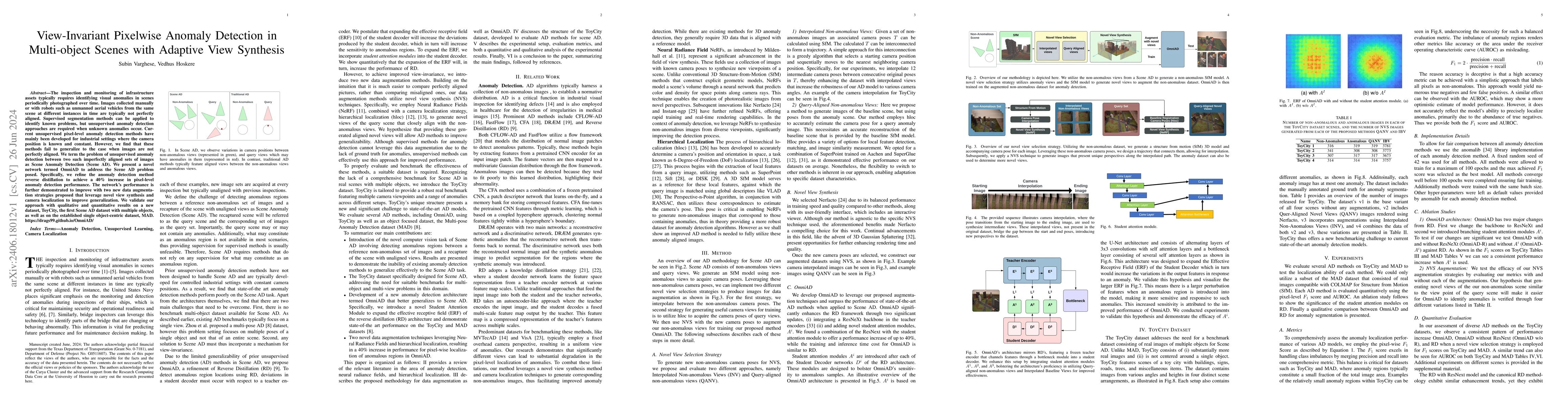 Thumbnail for View-Invariant Pixelwise Anomaly Detection in Multi-object Scenes with
  Adaptive View Synthesis