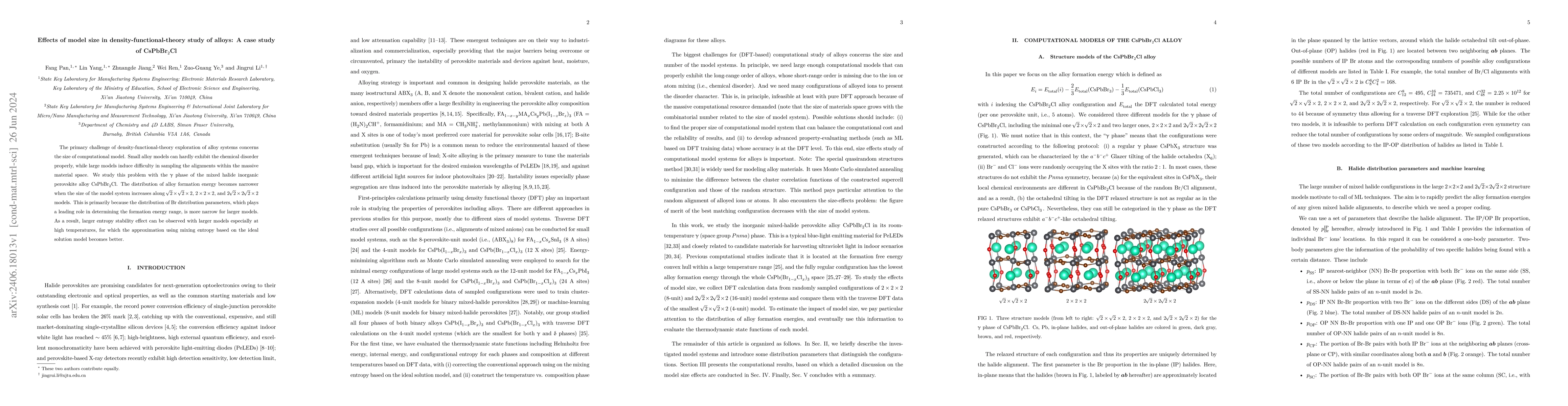 Thumbnail for Effects of model size in density-functional-theory study of alloys: A
  case study of CsPbBr$_2$Cl