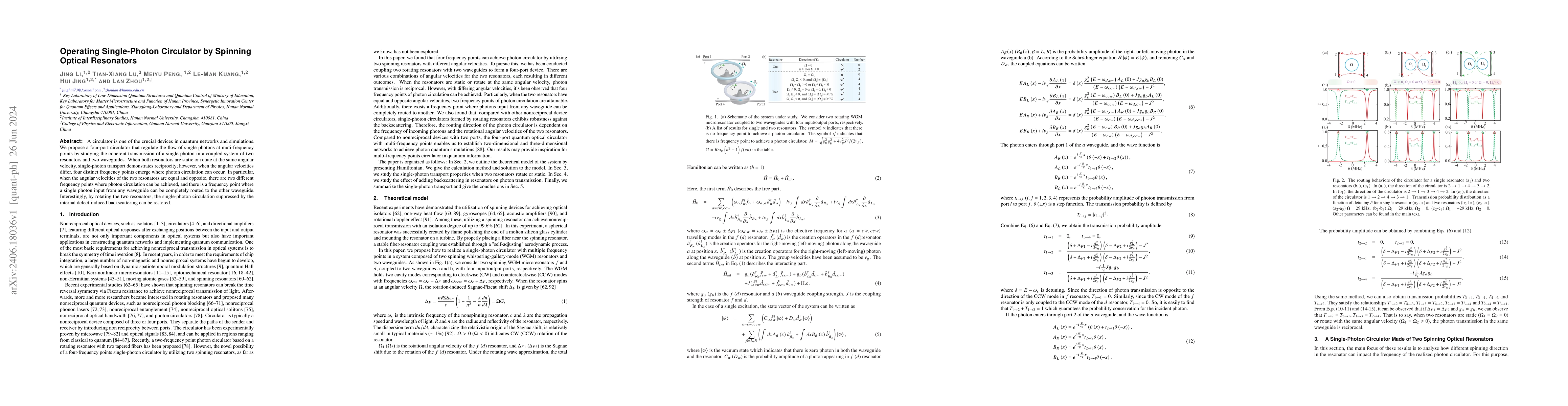 Thumbnail for Operating Single-Photon Circulator by Spinning Optical Resonators